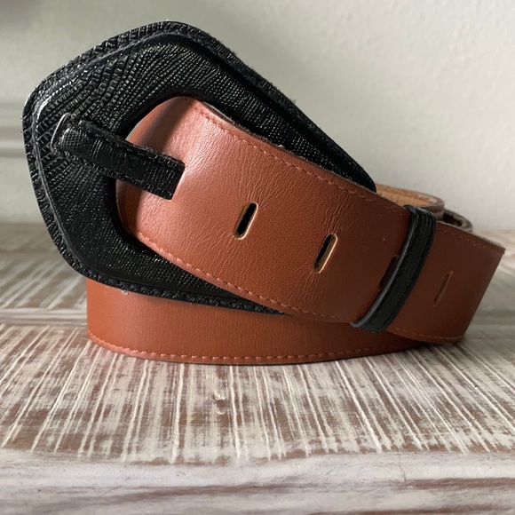 Vintage Christian Dior two tone black and brown belt - Picture 1 of 6